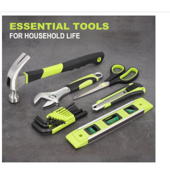 NEW! Green/Black Tool Bag With 232 Piece Set-Drill Included-Storage Pockets - Picture 3 of 8